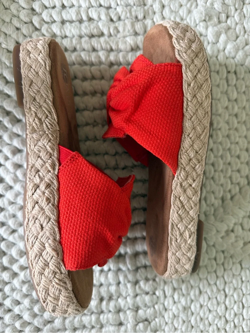 Toms Women's Orange Knotted Espadrille Slide Sandals